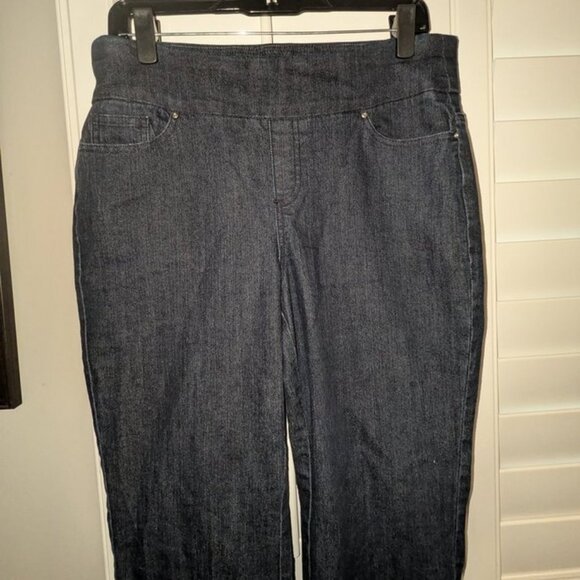 Denim & Company D & Co. Pull On Bootcut Boot Cut Dark Wash High Rise Jeans Pants - Picture 3 of 4